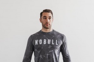 Nobull Long Sleeve Hibiscus T-shirts Herren Grau | 90473-WKMU