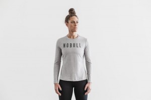 Nobull Long Sleeve T-shirts Damen Grau | 31685-YLHF