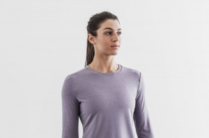 Nobull Long Sleeve T-shirts Damen Lavendel | 12394-WSOP