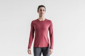 Nobull Long Sleeve T-shirts Damen Rot | 38265-ILQR