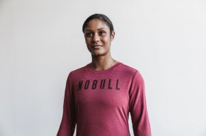 Nobull Long Sleeve T-shirts Damen Rot | 54963-DKRT