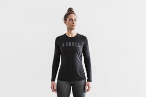 Nobull Long Sleeve T-shirts Damen Schwarz | 72381-BZCO