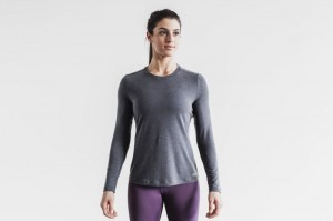 Nobull Long Sleeve T-shirts Damen Tiefesgrau | 15976-APNV