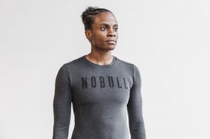 Nobull Long Sleeve T-shirts Damen Tiefesgrau | 12594-VELY