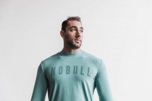 Nobull Long Sleeve T-shirts Herren Blau | 03876-XIPW