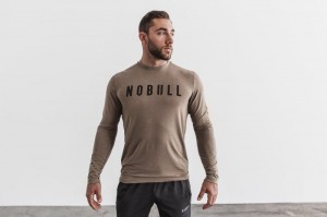 Nobull Long Sleeve T-shirts Herren Braun | 85716-ADJM