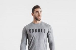 Nobull Long Sleeve T-shirts Herren Grau | 42538-ZXDQ