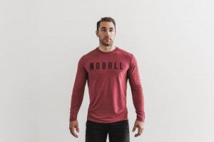 Nobull Long Sleeve T-shirts Herren Rot | 39251-HLXA