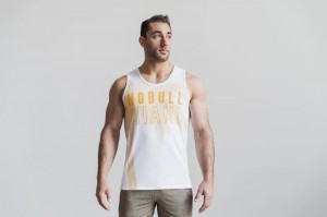 Nobull Miami Palm Muskelshirt Herren Gelb | 32801-RQVU