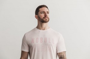 Nobull Miami T-shirts Herren Rosa | 95487-AUHJ
