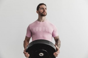 Nobull Miami T-shirts Herren Rosa | 98306-KRTL