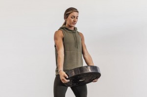 Nobull Microplush Sleeveless Hoodie Damen Grün | 18976-KENP
