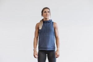 Nobull Microplush Sleeveless Hoodie Damen Tiefesgrau | 16273-IOSX