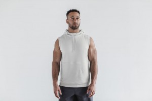 Nobull Microplush Sleeveless Hoodie Herren Weiß | 95270-MUJS