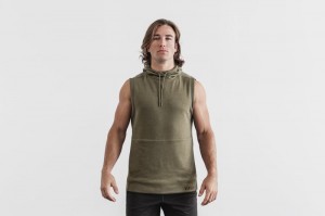 Nobull Microplush Sleeveless Hoodie Herren Grün | 73804-XCHJ