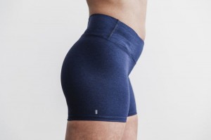 Nobull Mid-Rise 4 Plush Heather Kurze Hose Damen Navy | 97351-OPMQ