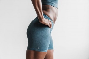 Nobull Mid-Rise 4 Plush Heather Kurze Hose Damen Türkis | 65471-ONVW
