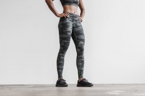 Nobull Mid-Rise Camo Strumpfhose Damen Camouflage | 78359-LXVO