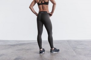 Nobull Mid-Rise Plush Heather Strumpfhose Damen Schwarz | 53180-YGDV