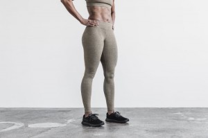 Nobull Mid-Rise Plush Heather Strumpfhose Damen Braun | 48796-BKZE