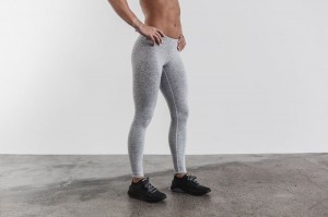 Nobull Mid-Rise Plush Heather Strumpfhose Damen Weiß | 41672-YWFR