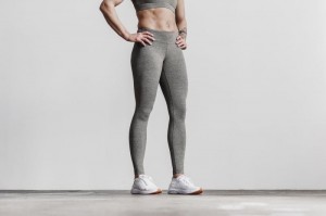 Nobull Mid-Rise Plush Heather Strumpfhose Damen Grau | 41289-PIZH
