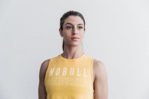 Nobull Muscle California Muskelshirt Damen Gelb | 80741-PSEZ