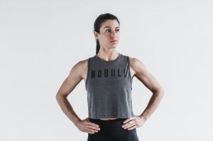 Nobull Muscle Classic Colors Muskelshirt Damen Tiefesgrau | 83650-QXIJ