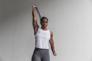 Nobull Muscle Hibiscus Muskelshirt Damen Weiß | 58604-KVGX
