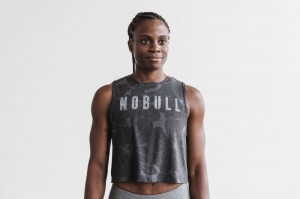 Nobull Muscle Hibiscus Muskelshirt Damen Grau | 25680-WTOJ