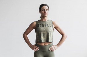 Nobull Muscle Hibiscus Muskelshirt Damen Grün | 79861-UOJA