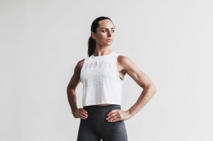 Nobull Muscle Madison Muskelshirt Damen Weiß | 48365-PSND