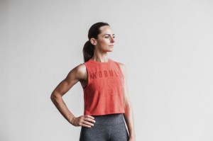 Nobull Muscle Madison Muskelshirt Damen Rot | 13689-KXTI