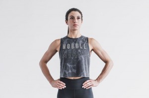 Nobull Muscle Miami Hibiscus Muskelshirt Damen Grau | 24186-WNTM
