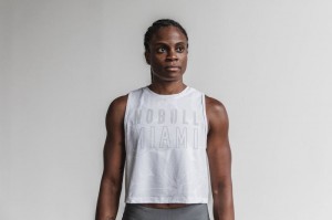 Nobull Muscle Miami Hibiscus Muskelshirt Damen Weiß | 71069-WATH