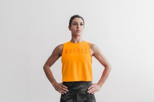 Nobull Muscle Neon Muskelshirt Damen Orange | 09324-KCSV
