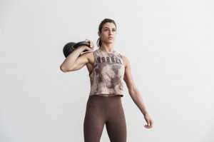 Nobull Muscle Tie-Dye Muskelshirt Damen Braun | 64728-RMVS
