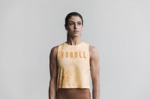 Nobull Muscle Tie-Dye Muskelshirt Damen Gelb | 34192-DOCS
