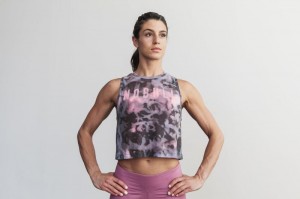Nobull Muscle Tie-Dye Muskelshirt Damen Rosa Schwarz | 45381-FRLX