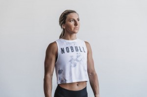 Nobull Muscle Tie-Dye Muskelshirt Damen Weiß | 06182-EZQS