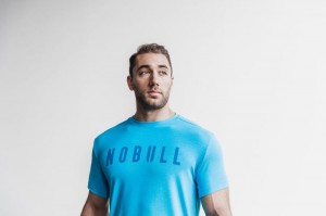 Nobull Neon T-shirts Herren Blau | 23148-YZIV