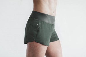 Nobull Pace 3 Kurze Hose Damen Dunkelgrün | 34160-VFIK