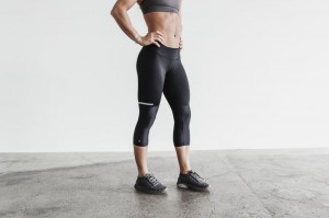Nobull Pace Crop Strumpfhose Damen Schwarz | 25698-RWCE