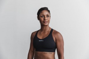 Nobull Pace Plush Heather Sport BH Damen Schwarz | 60751-TGPJ