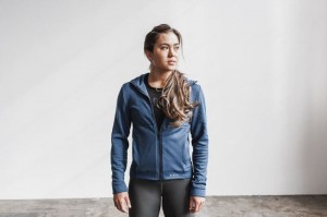 Nobull Performance Zip-Up Hoodie Damen Blau | 34671-CJRX