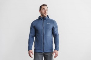 Nobull Performance Zip-Up Hoodie Herren Blau | 25413-PIBK