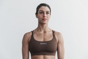 Nobull Plush Heather Sport BH Damen Braun | 84136-PRFV