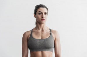 Nobull Plush Heather Sport BH Damen Grau | 92571-BEKN