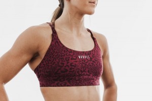 Nobull Plush Heather Sport BH Damen Leopard | 64920-REJS