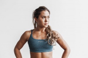 Nobull Plush Heather Sport BH Damen Türkis | 80395-LHBU